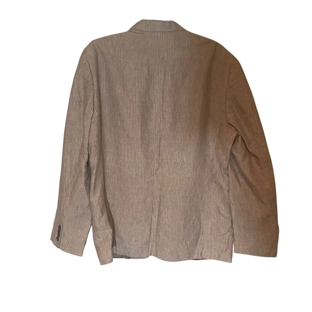 Murano Baird McNutt Linen Blazer Mens‎ Large Tan Pinstripe Two Button Sport Coat